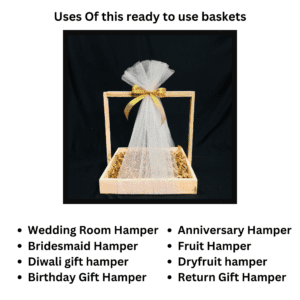 Ready-to-Use Trousseau Packing Tray - High-Quality Wooden Handle Tray for Trousseau and Gift Hampers (12x12x2 inches)