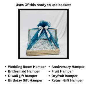 Classic Ready-to-Use Premium Wooden Handle Tray for Trousseau Packing & Gift Hampers (14x10x2 inches)