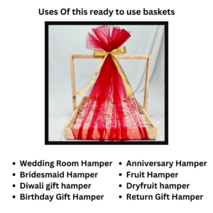 Ready-to-Use Trousseau Packing Tray - Elegant Wooden Handle Tray for Trousseau & Gift Hampers (13x13x2 inches)