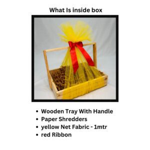 Elegant Ready-to-Use Premium Wooden Handle Tray for Trousseau Packing & Gift Hampers (10x8x2 inches)