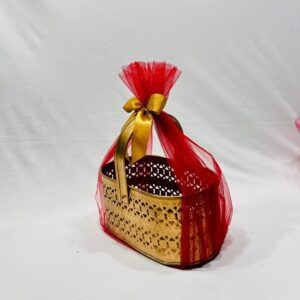 Ready-to-Use Trousseau Packing Metal Basket - Oval Decorative Metal Basket for Gift Hampers and Trousseau Packing