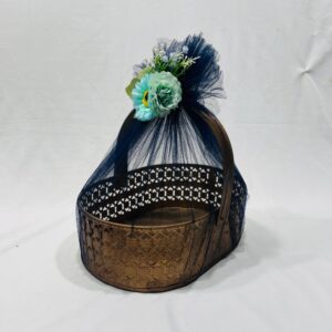 Ready-to-Use Trousseau Packing Metal Basket - Oval Decorative Basket for Gift Hampers and Trousseau Packing