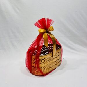 Ready-to-Use Trousseau Packing Metal Basket - Oval Decorative Metal Basket for Gift Hampers and Trousseau Packing