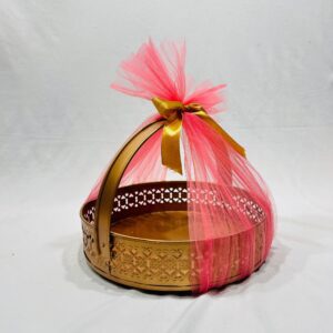 Ready-to-Use Trousseau Packing Metal Basket for Gift Hampers and Trousseau Packing (12x12x4 inches)