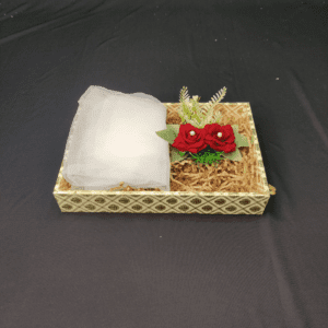 Timeless Ready to Use Premium Designer Trousseau Packing Tray with White Net and Flower Bunch