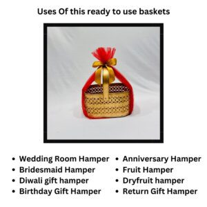 Ready-to-Use Trousseau Packing Metal Basket - Oval Decorative Metal Basket for Gift Hampers and Trousseau Packing