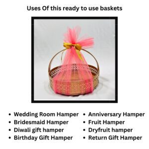 Ready-to-Use Trousseau Packing Metal Basket for Gift Hampers and Trousseau Packing (12x12x4 inches)