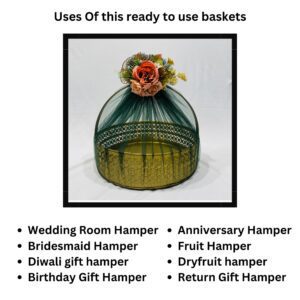 Ready-to-Use Trousseau Packing Metal Basket for Gift Hampers and Trousseau Packing (12x12x4 inches)