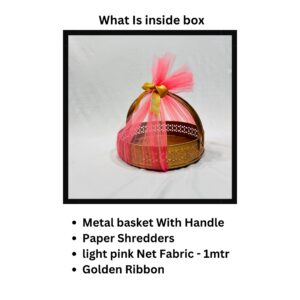 Ready-to-Use Trousseau Packing Metal Basket for Gift Hampers and Trousseau Packing (12x12x4 inches)