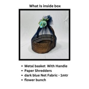 Ready-to-Use Trousseau Packing Metal Basket - Oval Decorative Basket for Gift Hampers and Trousseau Packing