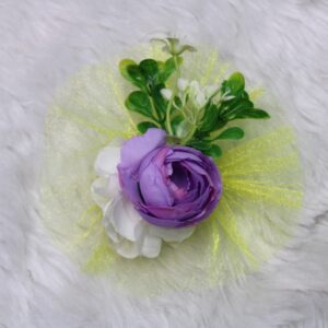 Ready-to-Use Flower Bunch - White & Purple Artificial Flower Bunches for Elegant Decoration, Trousseau Packing, and Gift Hampers (Pack of 9)